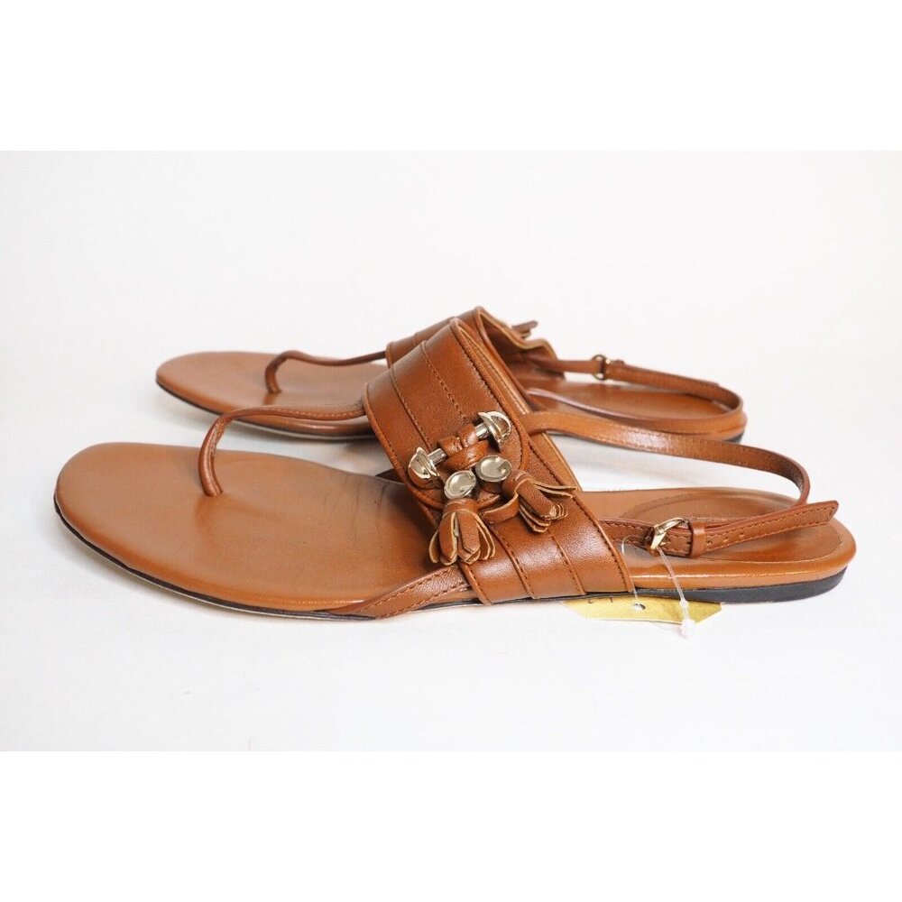 Gucci Brown Leather Thong GG Horsebit T Bar Sandals, Size 9.5 (US) 39.5 (EU) - Picture 4 of 8